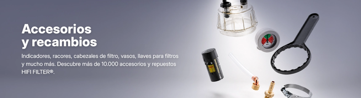 Indicadores, racores, cabezales de filtro, vasos, llaves para filtros y mucho más.Descubre más de 10.000 accesorios y repuestos HIFI FILTER®.